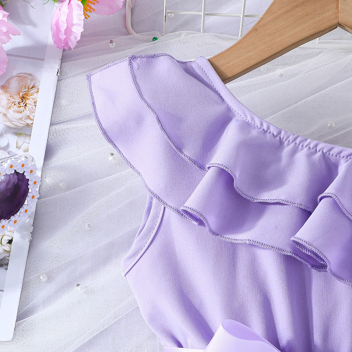 Floral Ruffled Net Fit & Flare Dress
