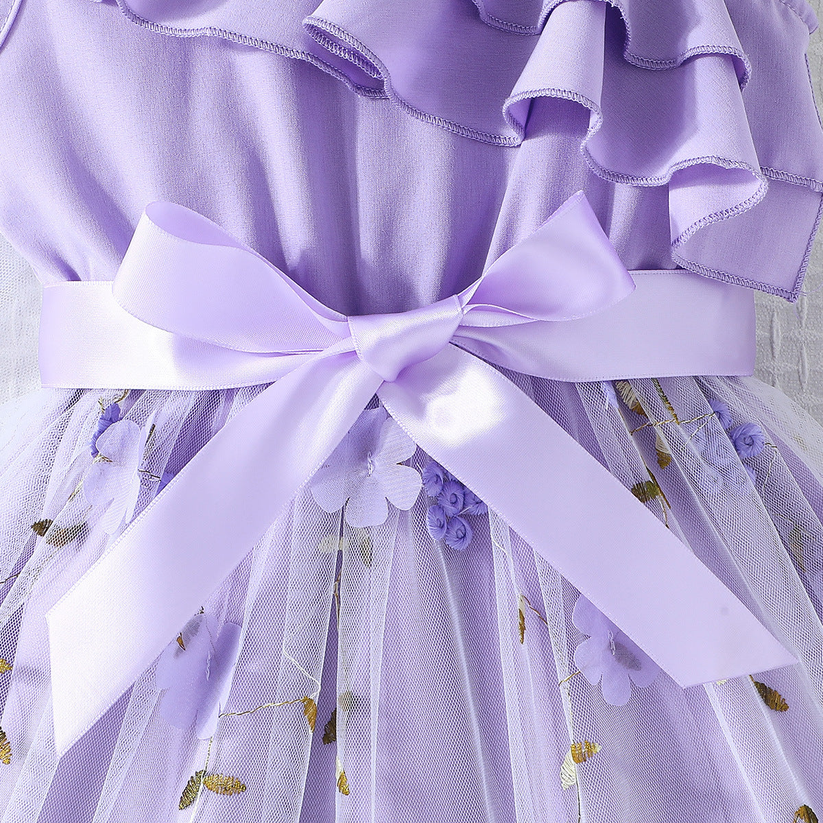 Floral Ruffled Net Fit & Flare Dress