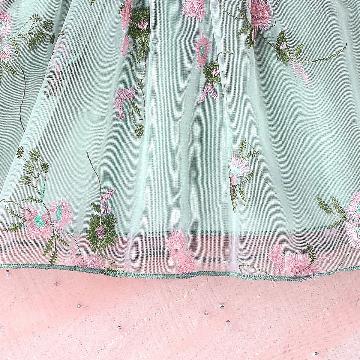 Girl Floral Embroidered  Fit and Flare Mini Dress