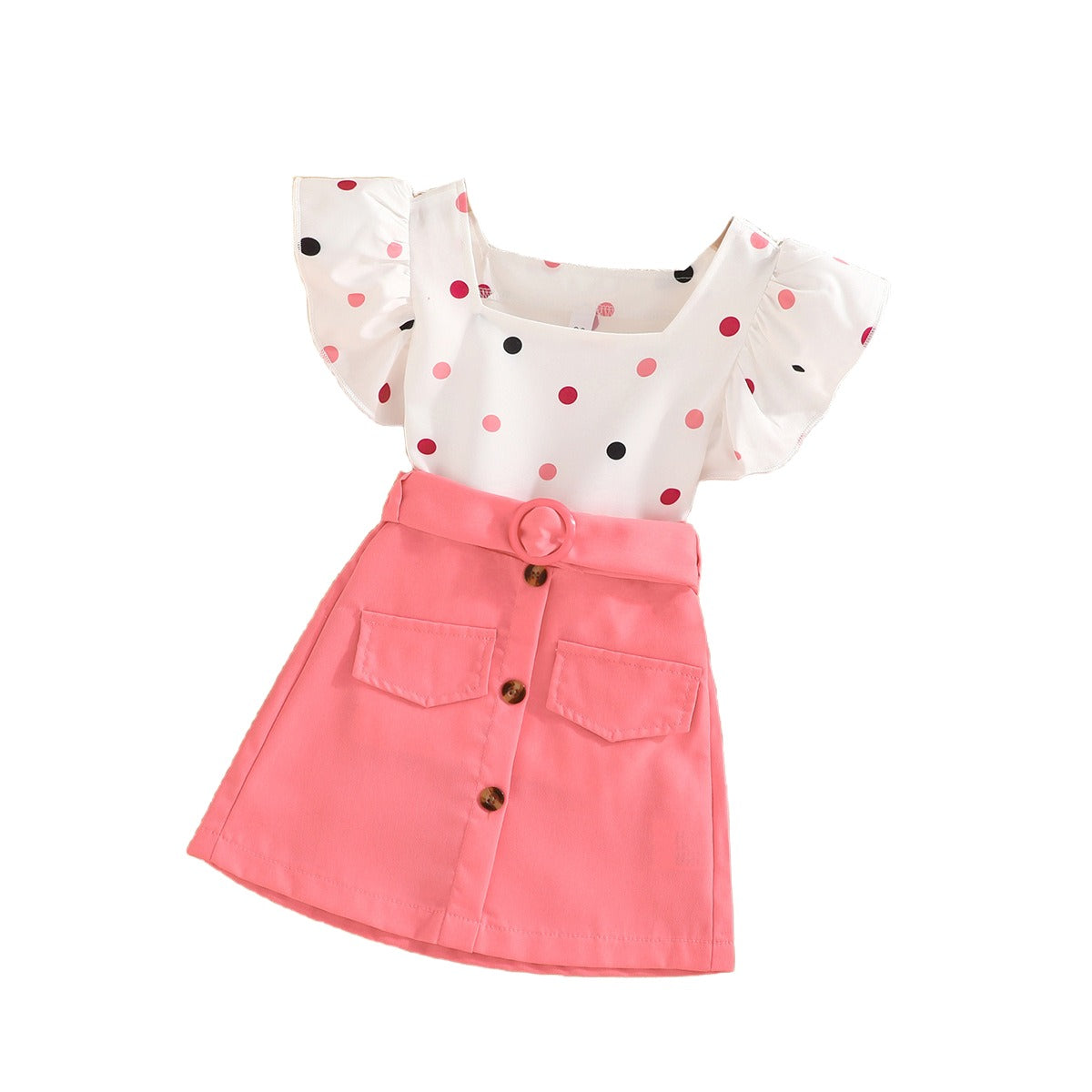 Girls Printed Top With Skirt