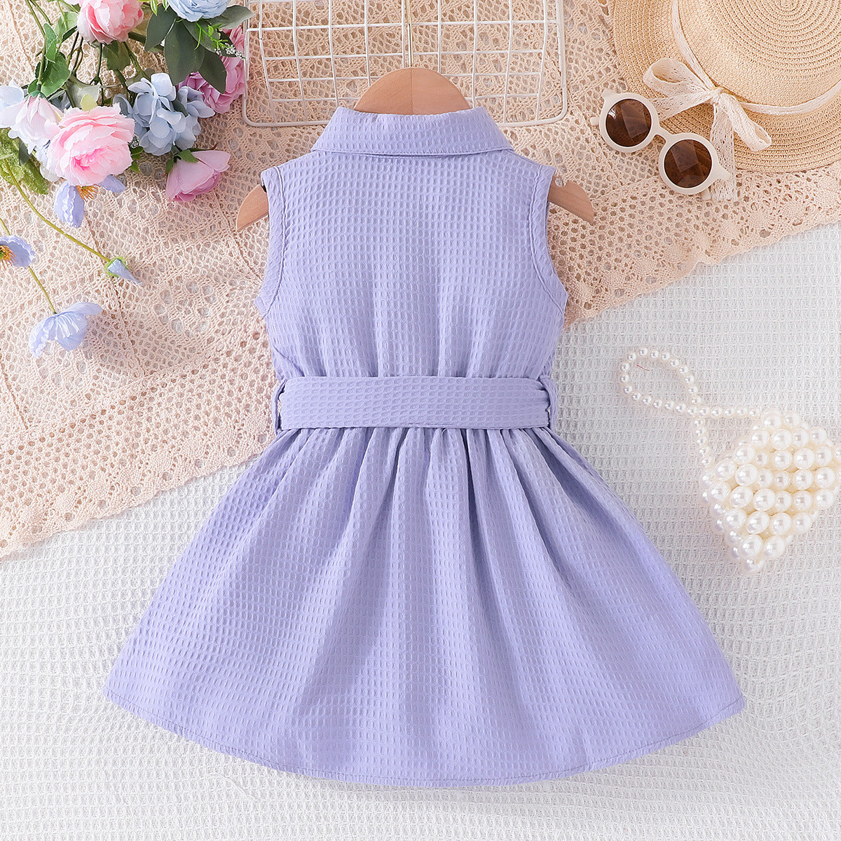 Girls Solid Fit and Flare Dress