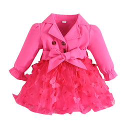 Girls Fuchsia Self Design Fit & Flare Dress
