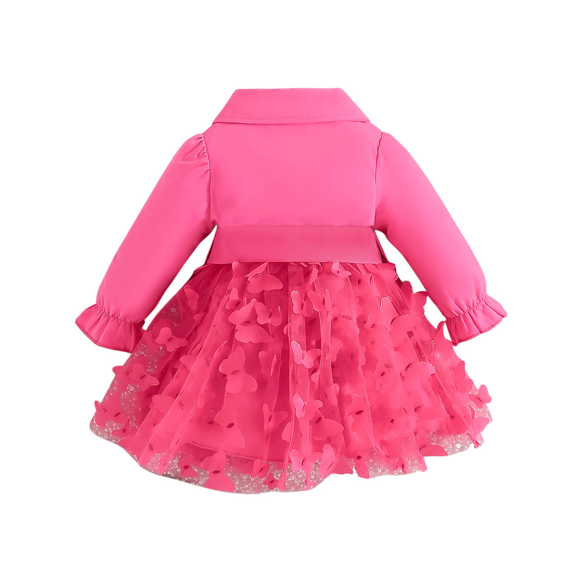 Girls Fuchsia Self Design Fit & Flare Dress