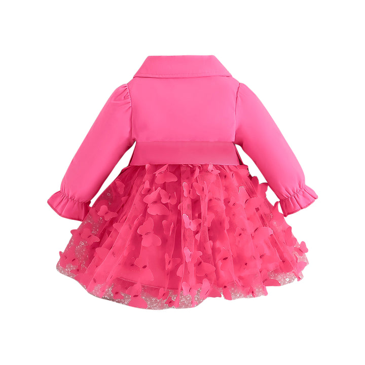 Girls Fuchsia Self Design Fit & Flare Dress