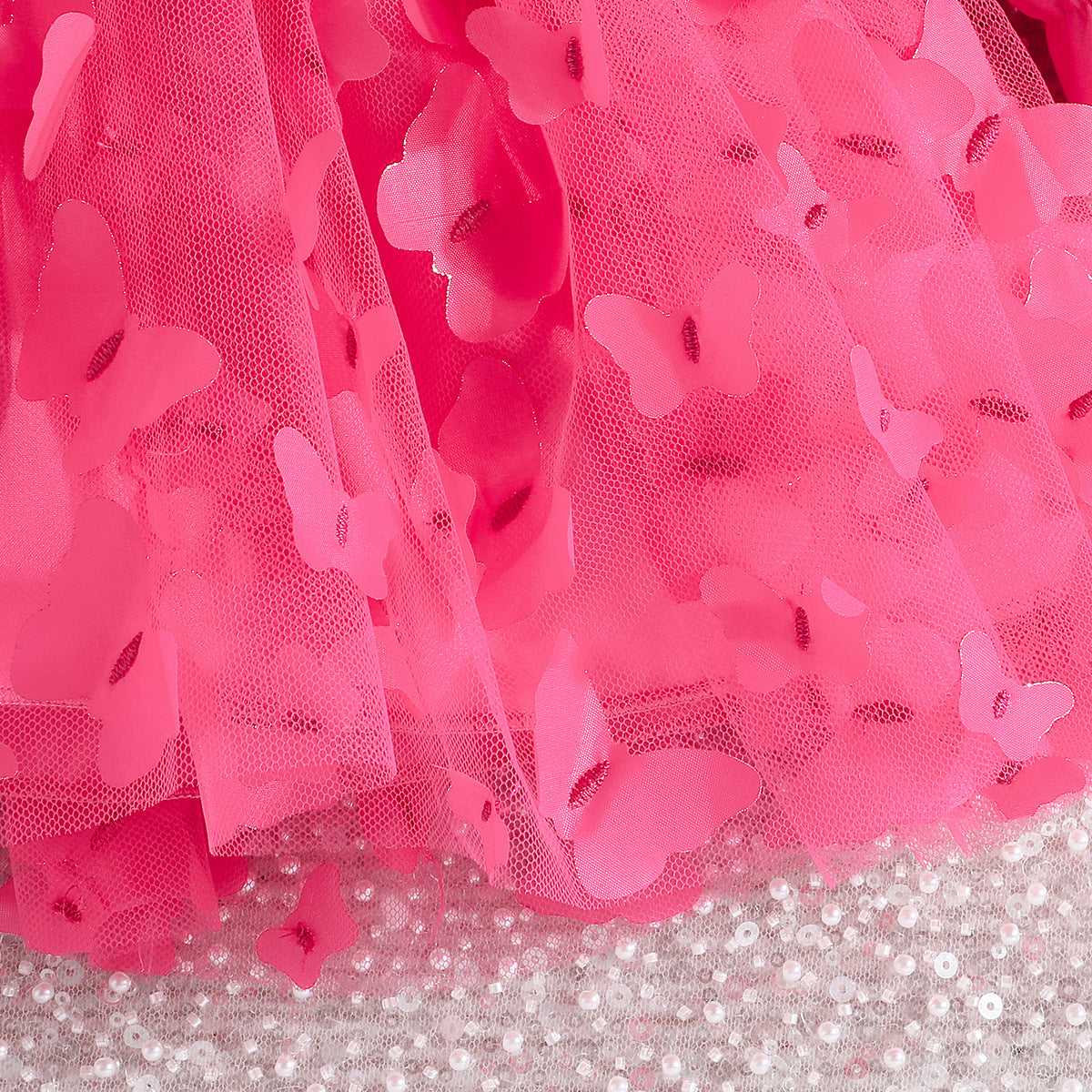 Girls Fuchsia Self Design Fit & Flare Dress