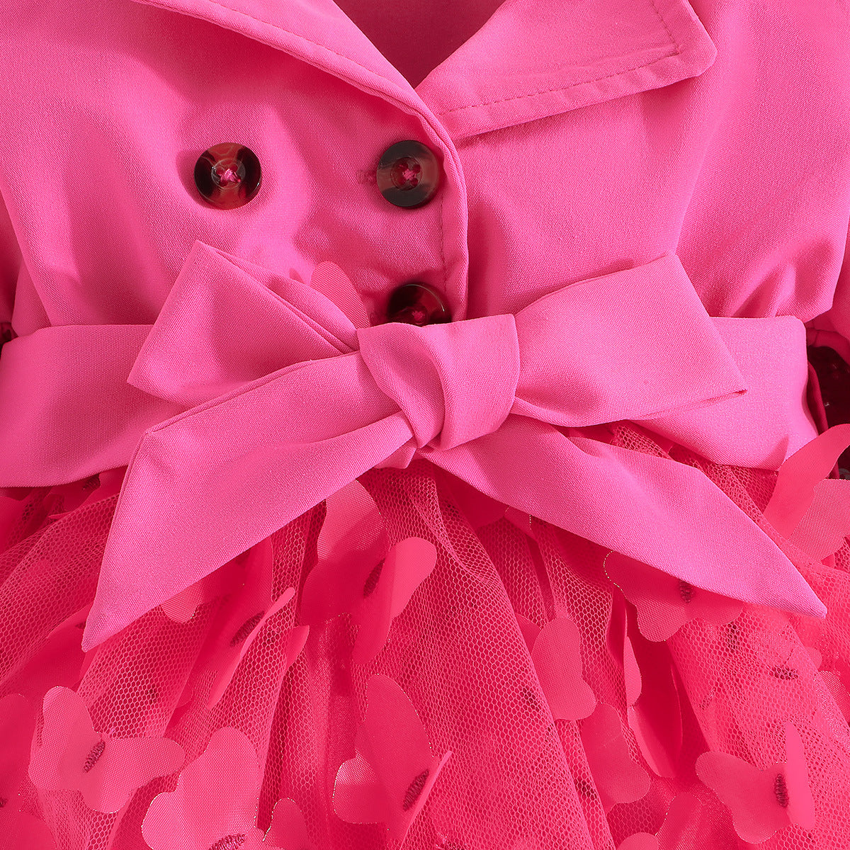 Girls Fuchsia Self Design Fit & Flare Dress