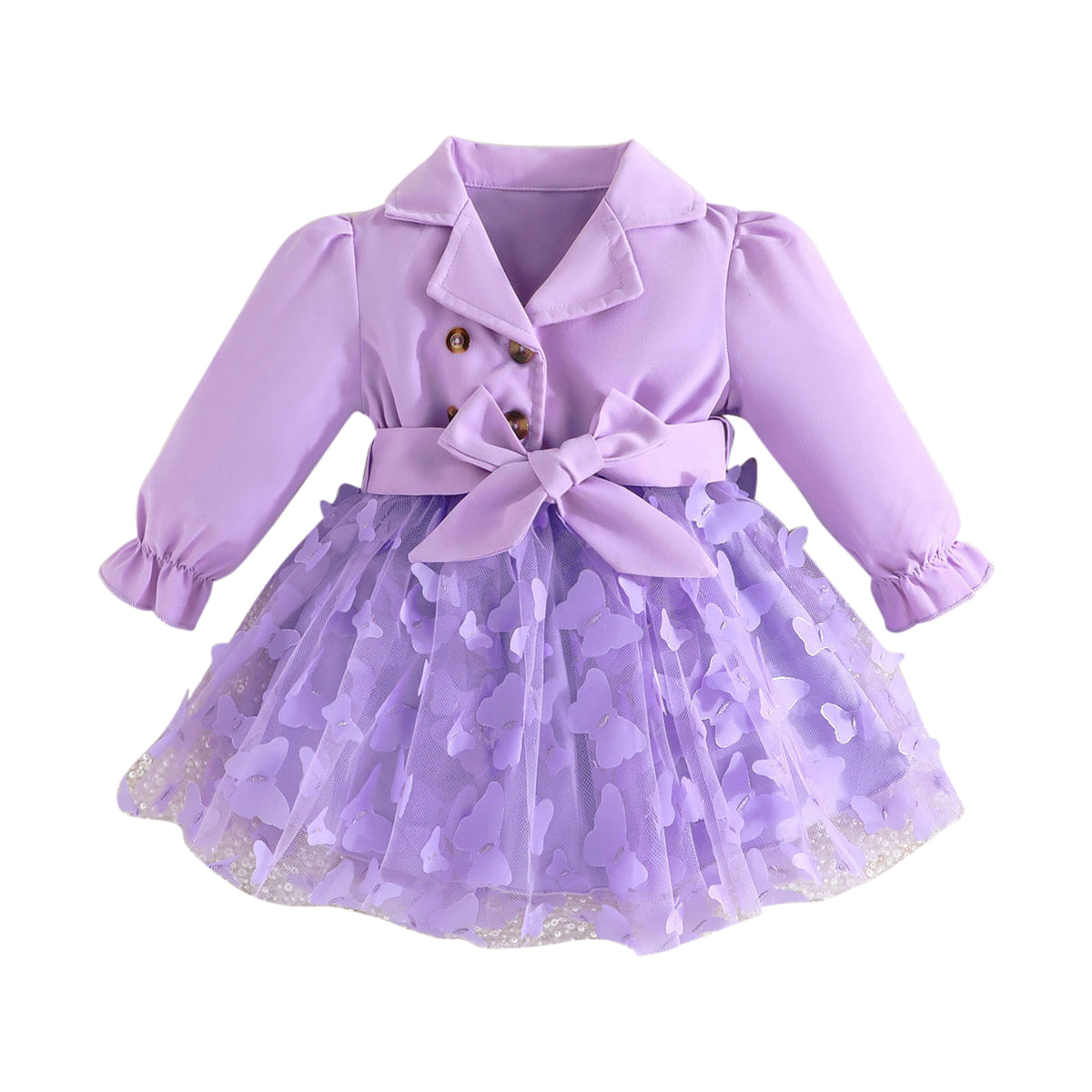 Girls Purple Applique Fit & Flare Dress