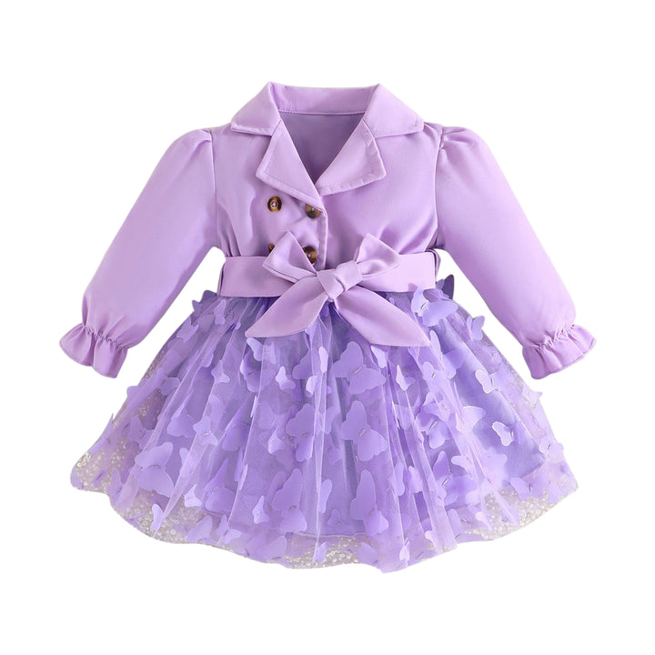 Girls Purple Applique Fit & Flare Dress