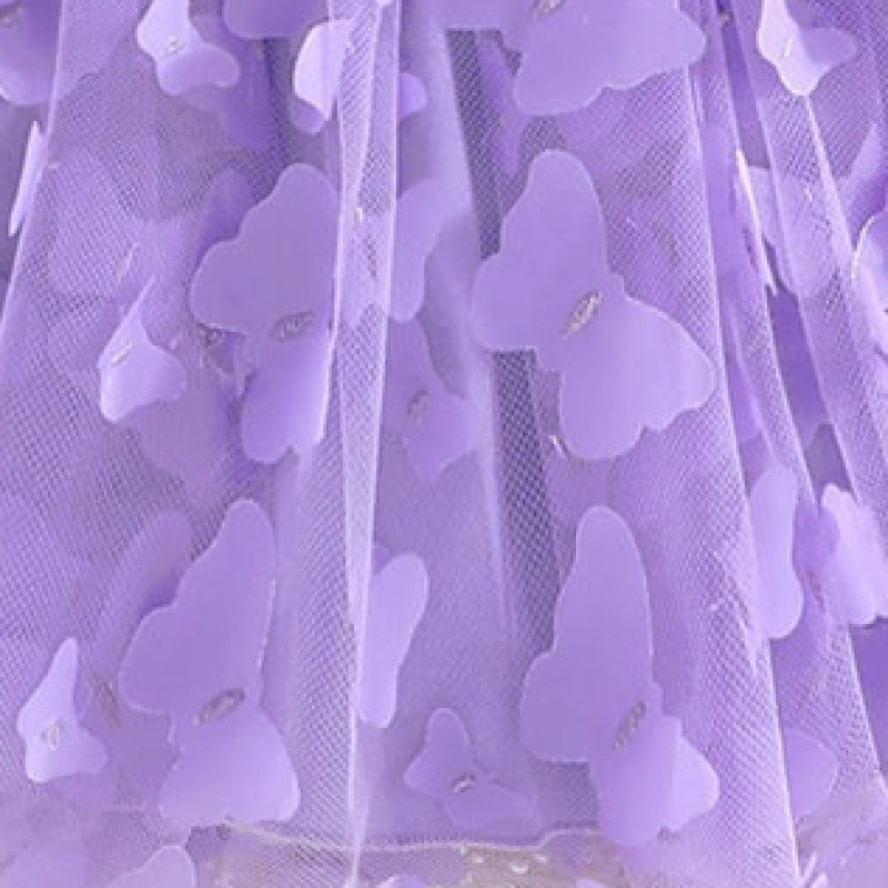 Girls Purple Applique Fit & Flare Dress