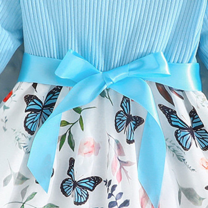 Girls Floral Printed Ruffles Fit & Flare Dress