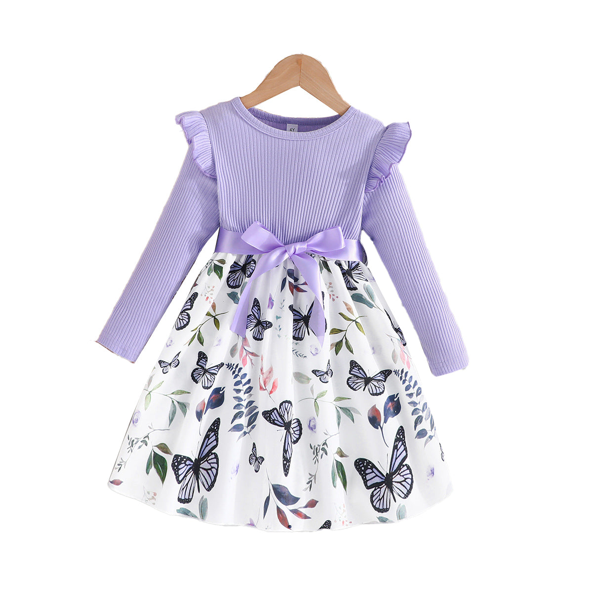 Girls Purple Floral Printed Fit & Flare Dress