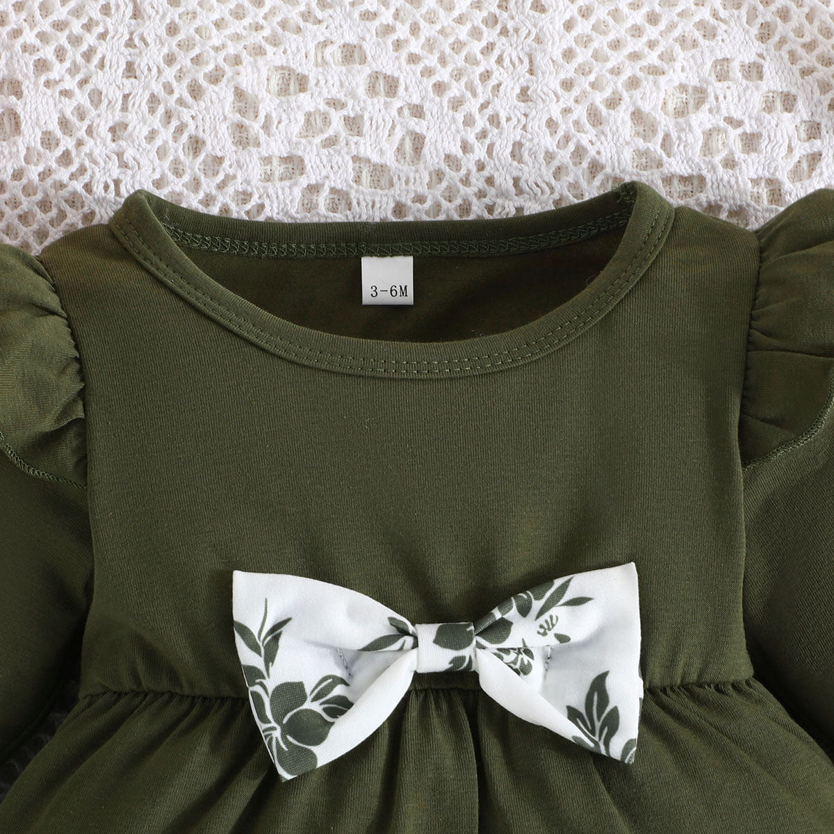 Infants Green & White Floral Printed Pure Cotton Top With Trousers