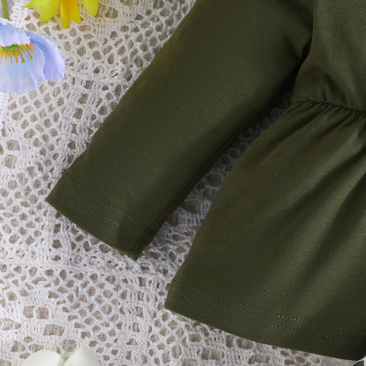 Infants Green & White Floral Printed Pure Cotton Top With Trousers