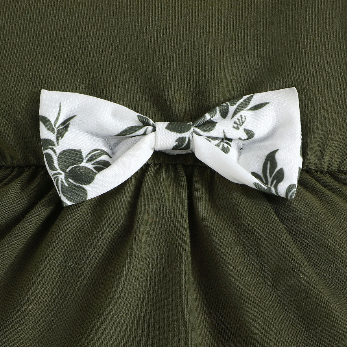 Infants Green & White Floral Printed Pure Cotton Top With Trousers
