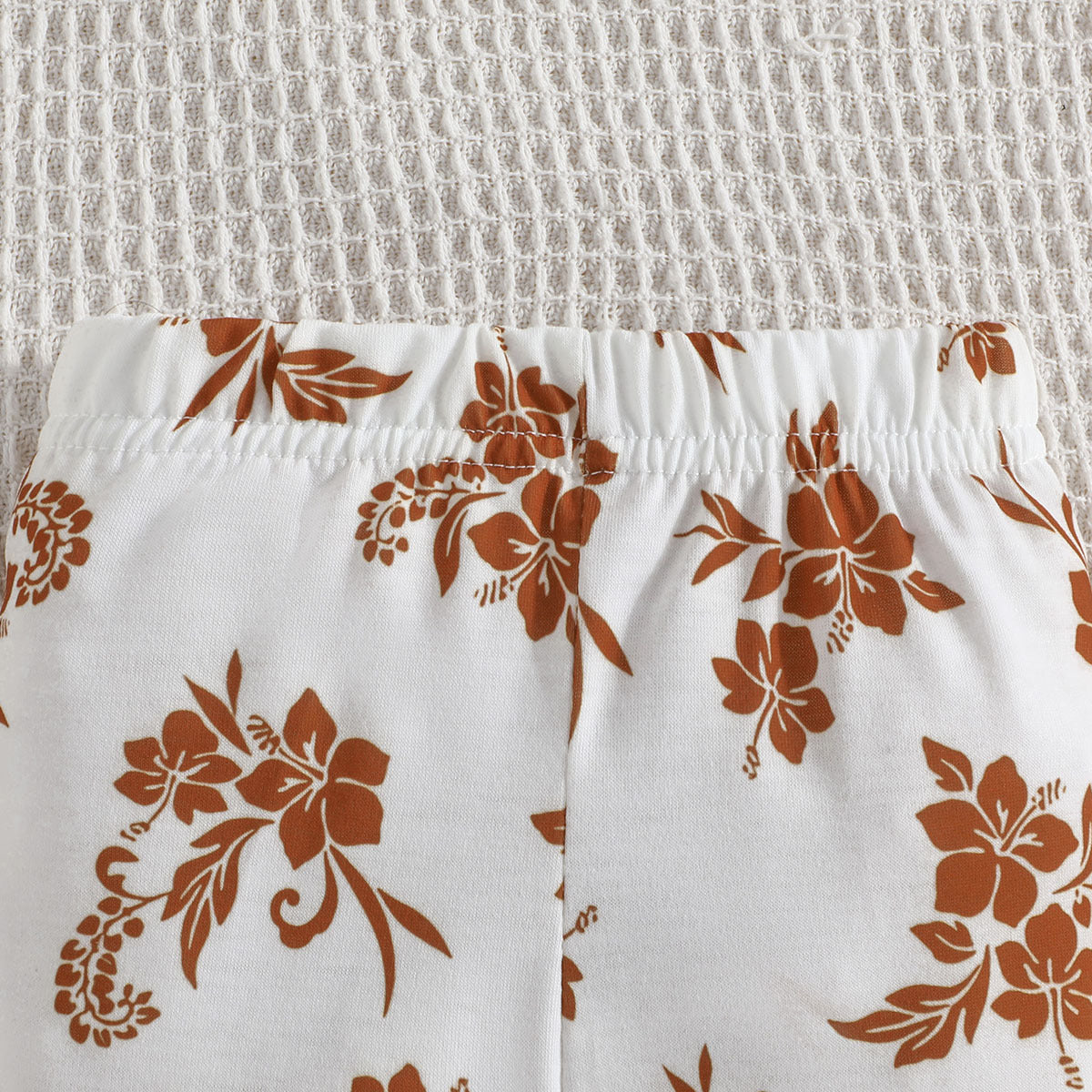 Infants Girls Brown & White Round Neck Pure Cotton Top with Trousers