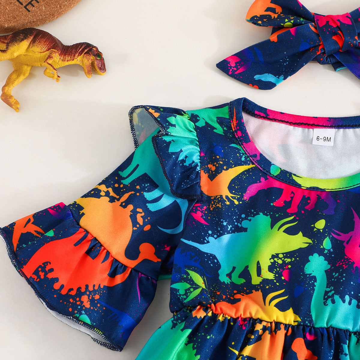 Navy Blue Girls Printed Top with Pyjamas