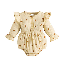 Infant Girls Beige Printed Cotton Bodysuit