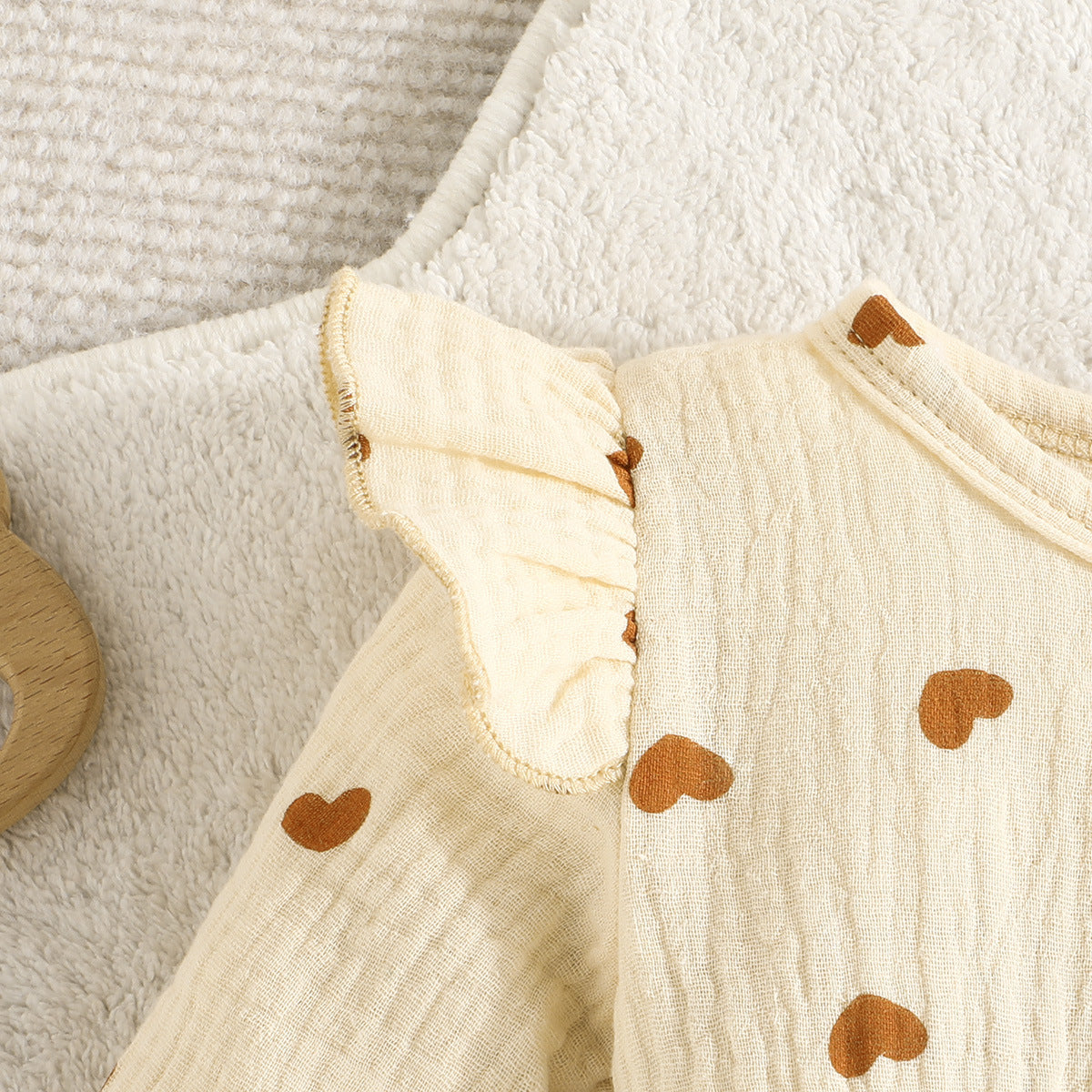 Infant Girls Beige Printed Cotton Bodysuit
