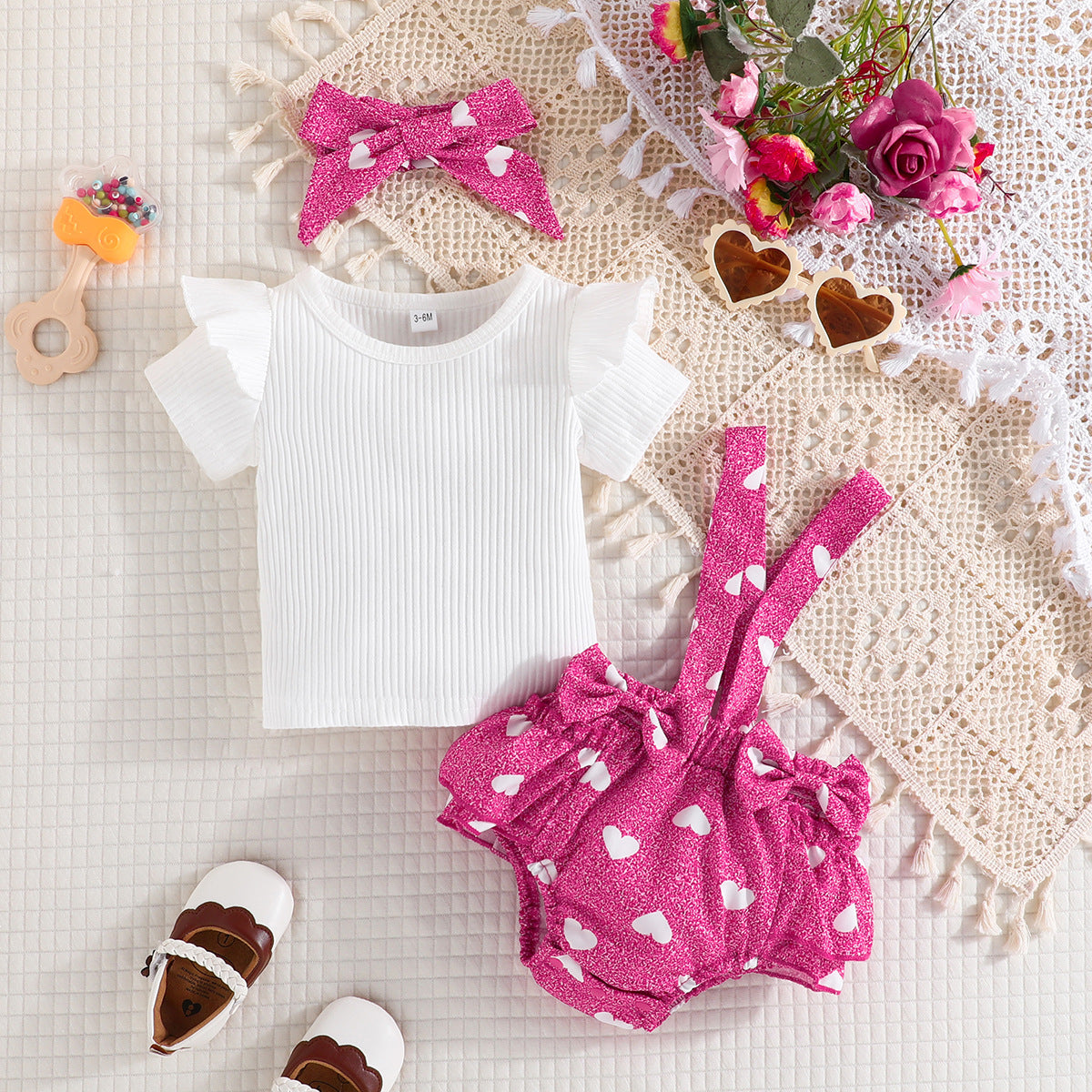 Infants Girls Fuchsia Round Neck Top with Skirt