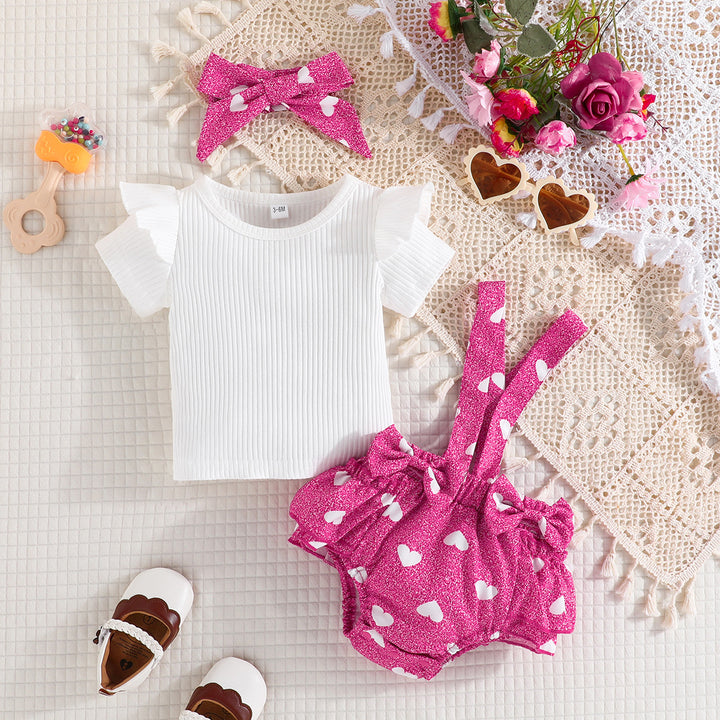 Infants Girls Fuchsia Round Neck Top with Skirt