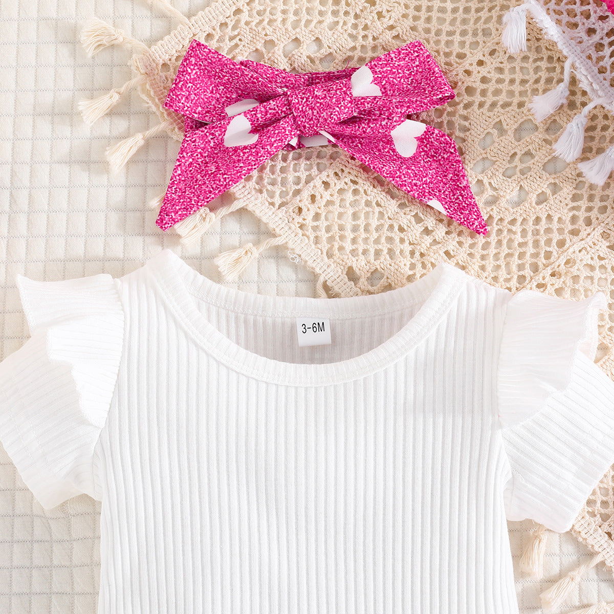 Infants Girls Fuchsia Round Neck Top with Skirt