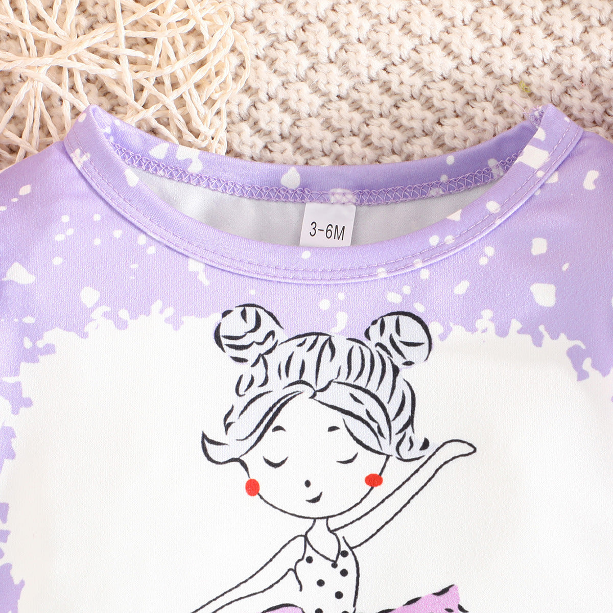 Lavender Girls Printed Bodysuit With Palazzos