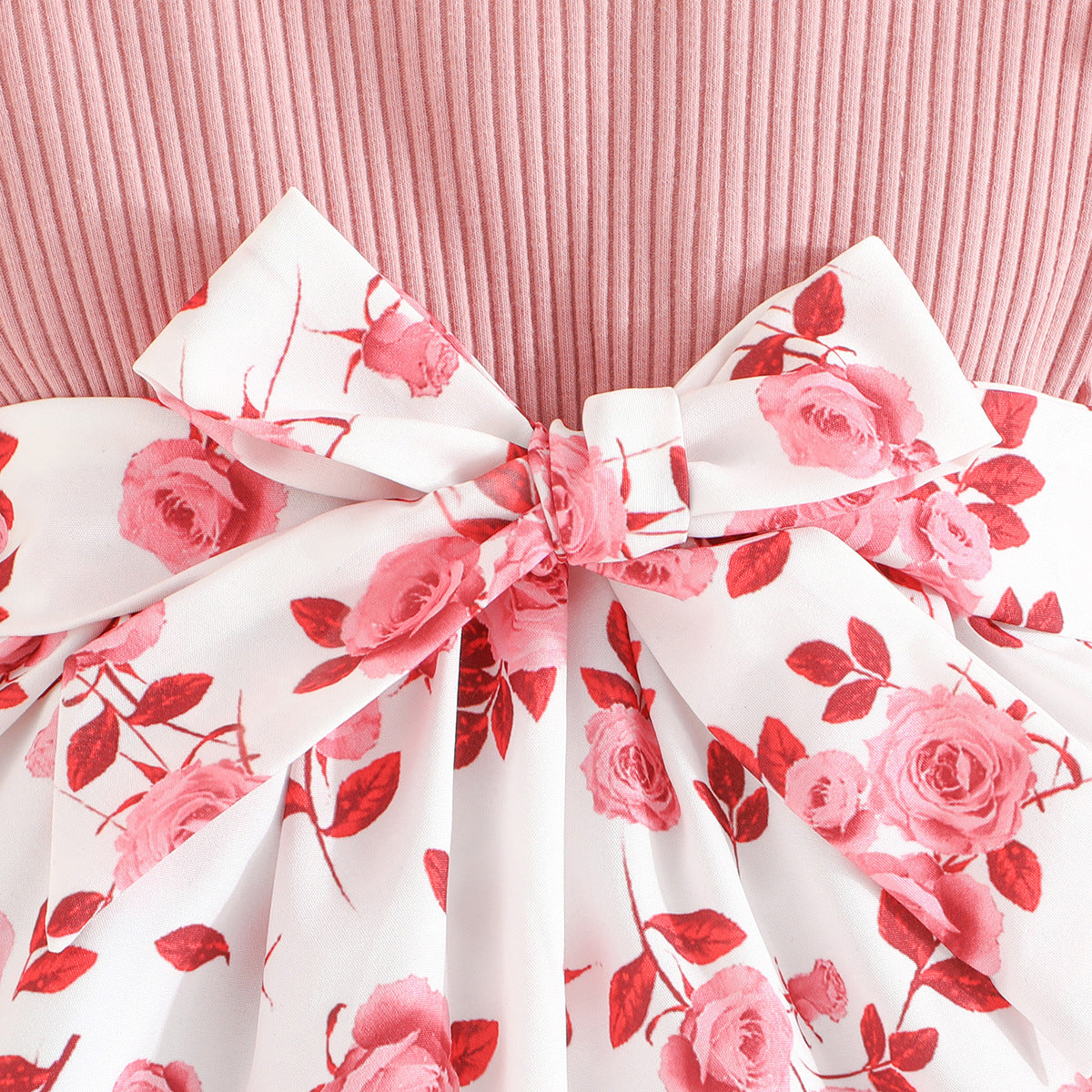 Girls Pink Floral Printed Flutter Sleeves Fit & Flare Dress