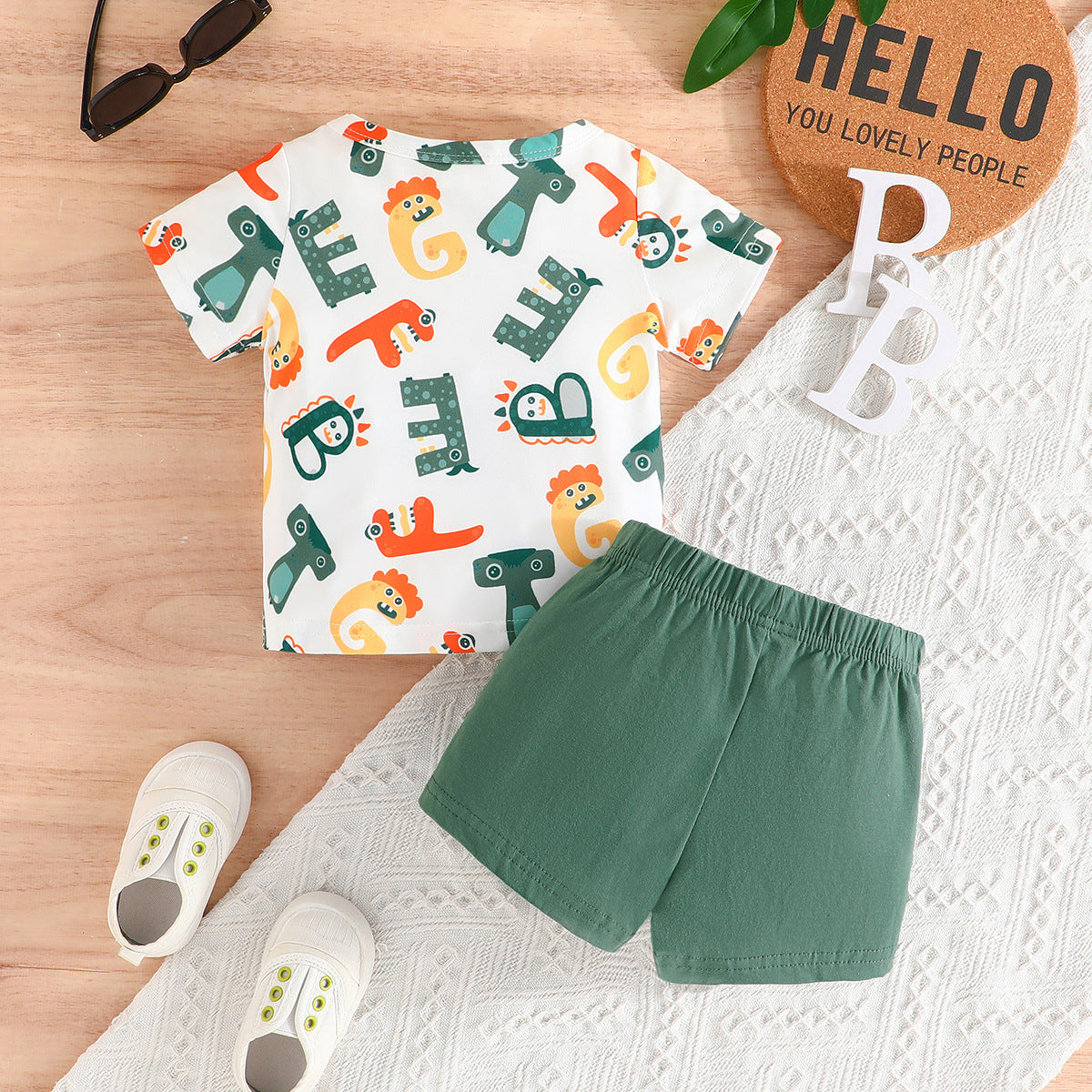 Boys Alphabet Printed T-shirt with Shorts