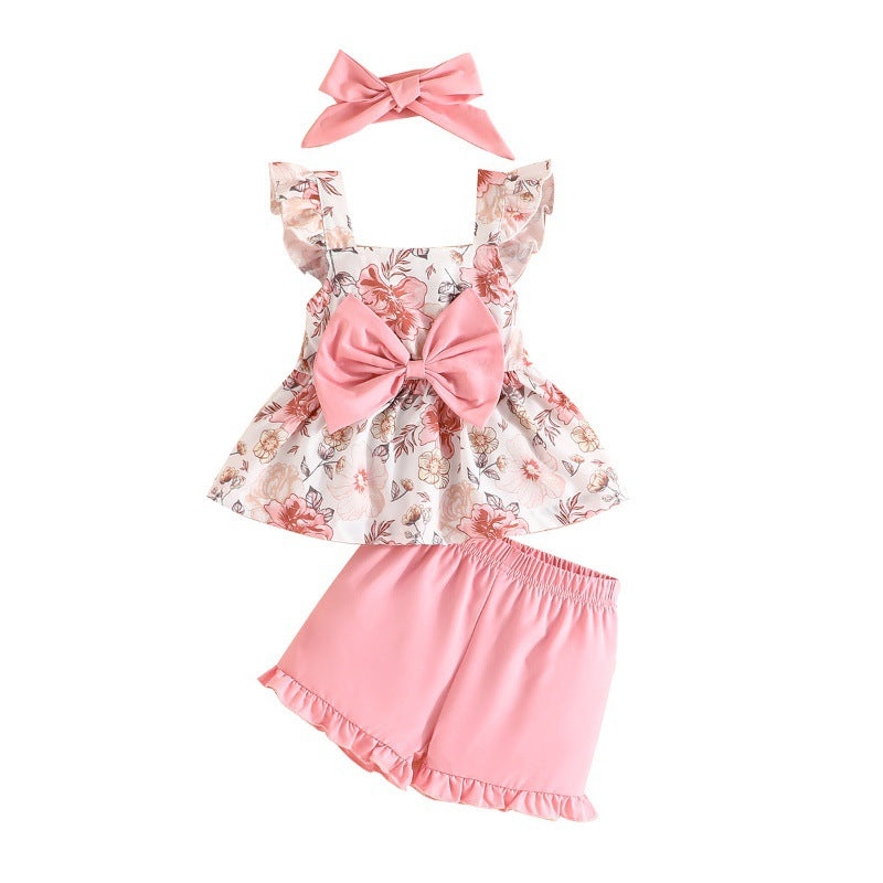 Girls Floral Printed Top with Shorts