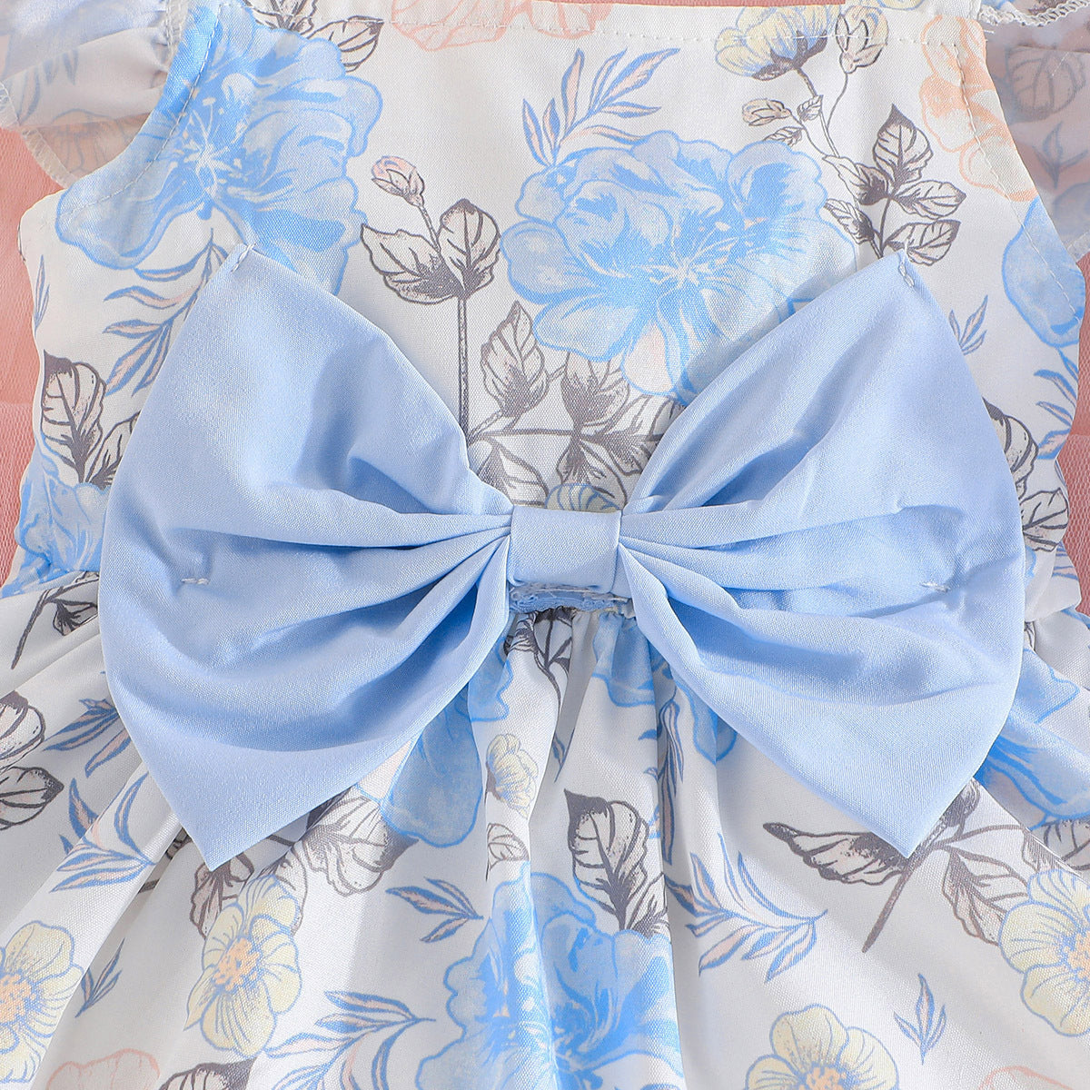 Girls Blue & White Printed Top with Shorts