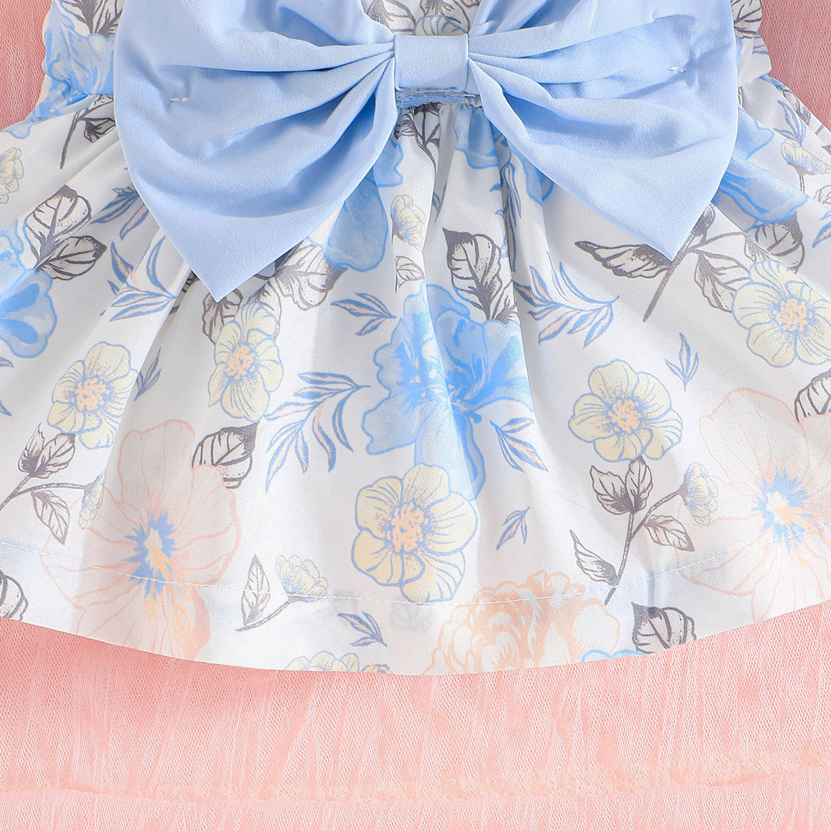 Girls Blue & White Printed Top with Shorts