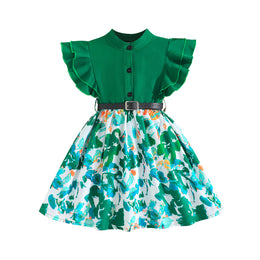 Floral Print Flutter Sleeve Fit & Flare Dress