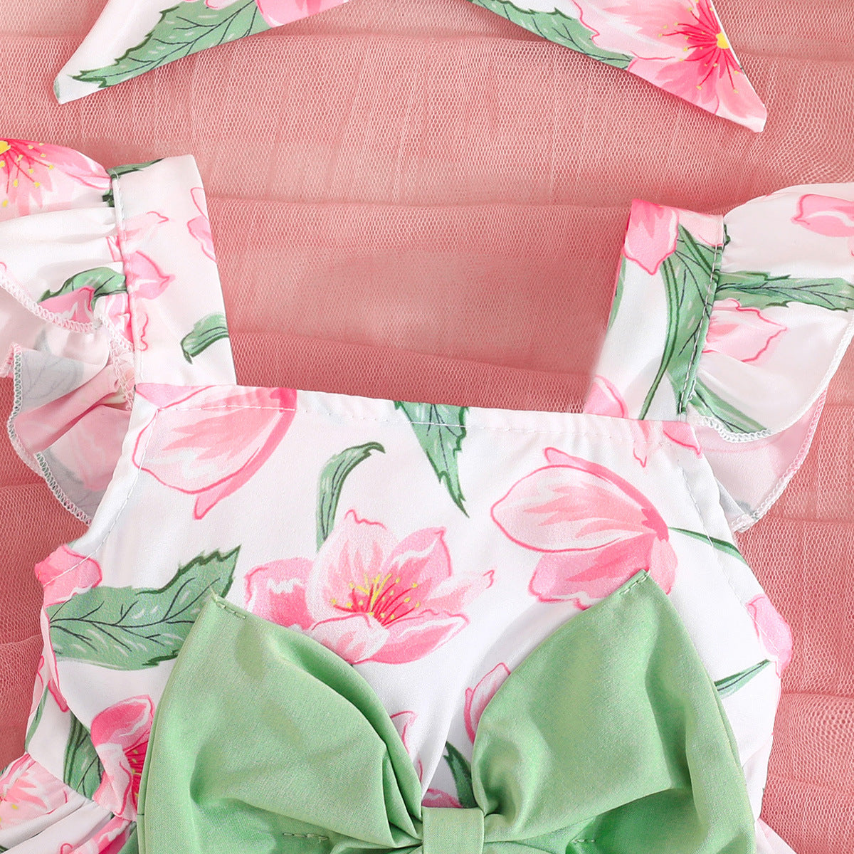 Girls Printed Square Neck Top With Short