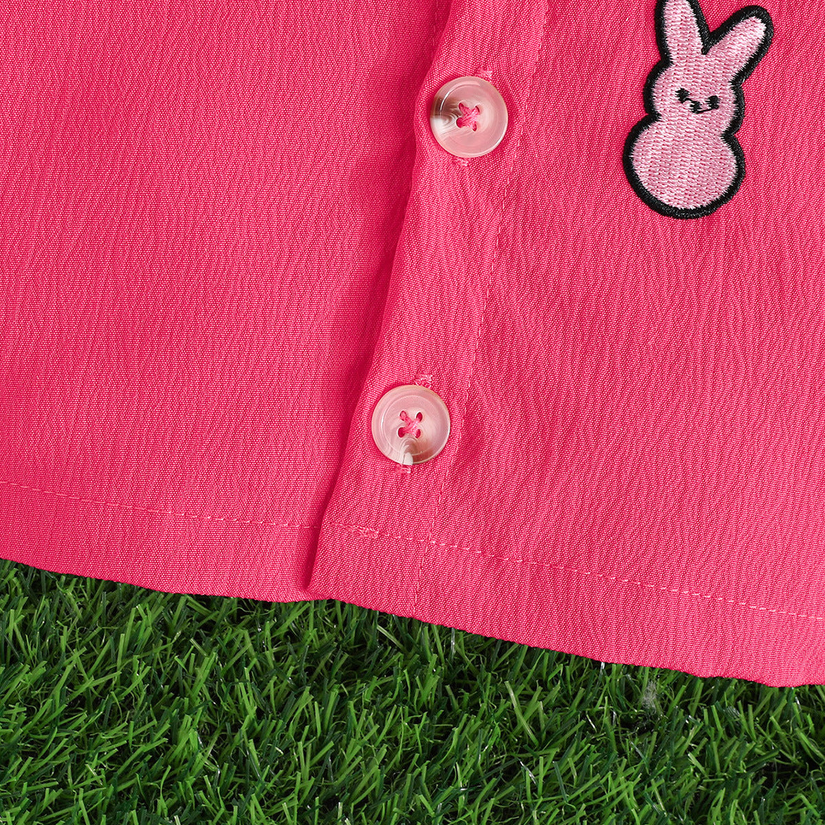 Infants Shirt Collar Short Sleeves Top & Skirt