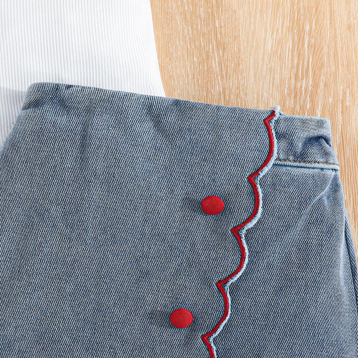 Girls Polo Collar Top With Shorts
