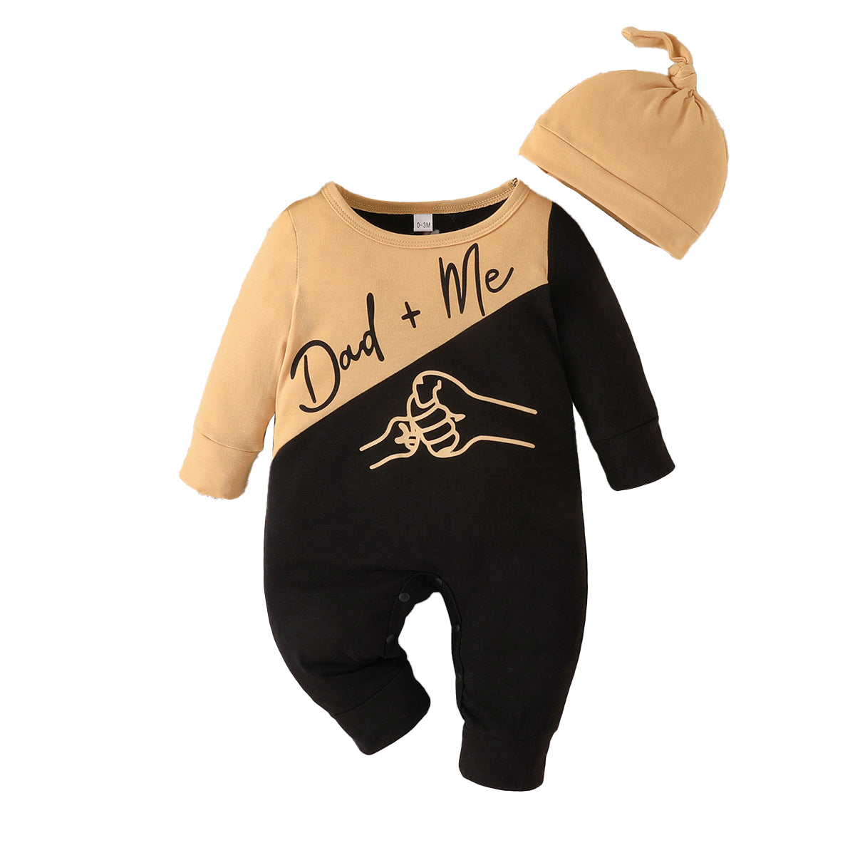 Infants Black & Beige Printed Romper