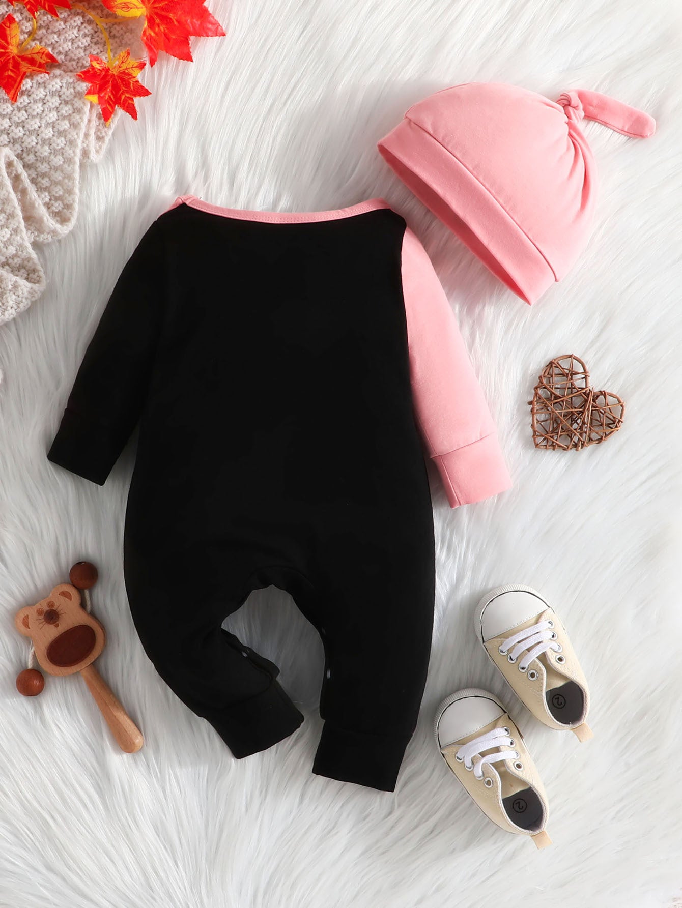 Infants Printed Romper With Cap