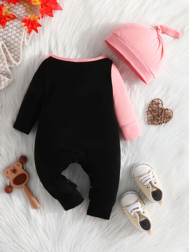 Infants Printed Romper With Cap