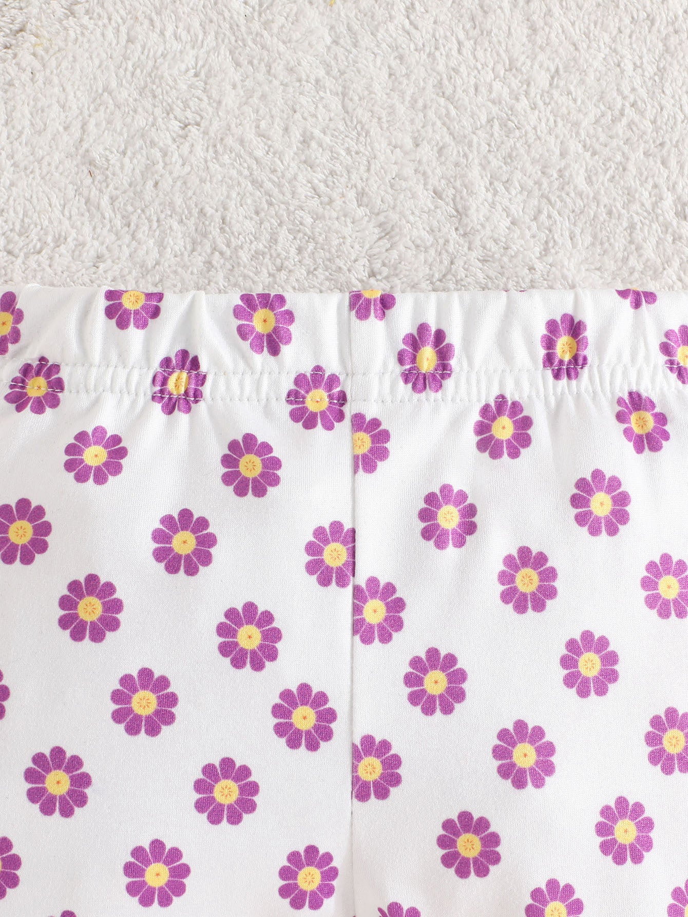 Girls White & Purple Floral Printed Top with Trouser
