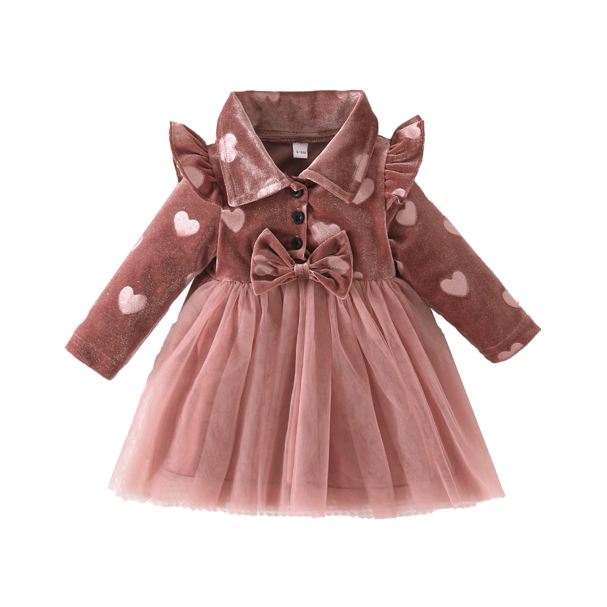 Brown Girls Conversational Printed Ruffles & Bow Detail Fit & Flare Dress