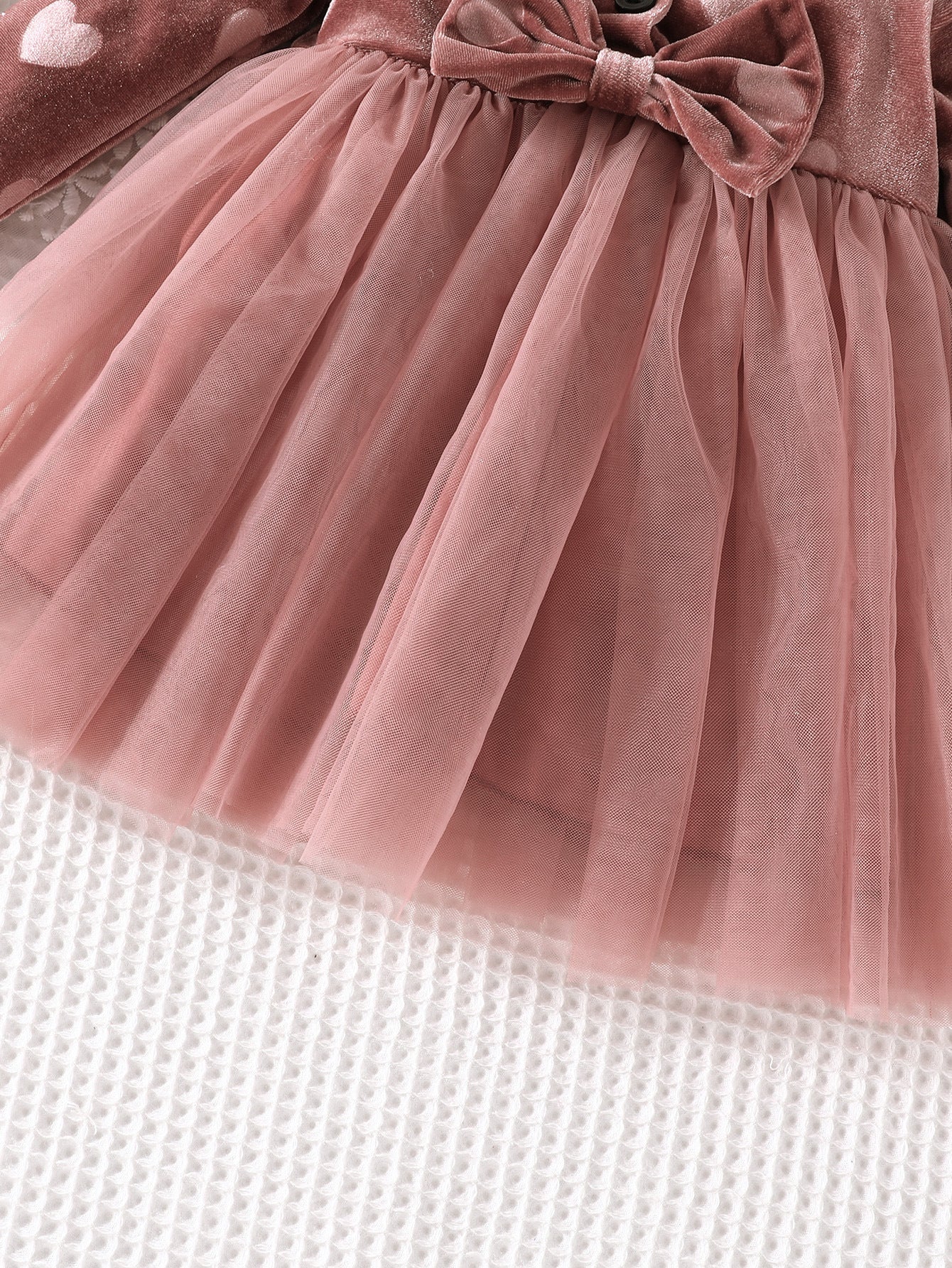 Brown Girls Conversational Printed Ruffles & Bow Detail Fit & Flare Dress