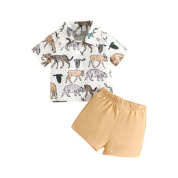 White Boys Printed Shirt with Shorts