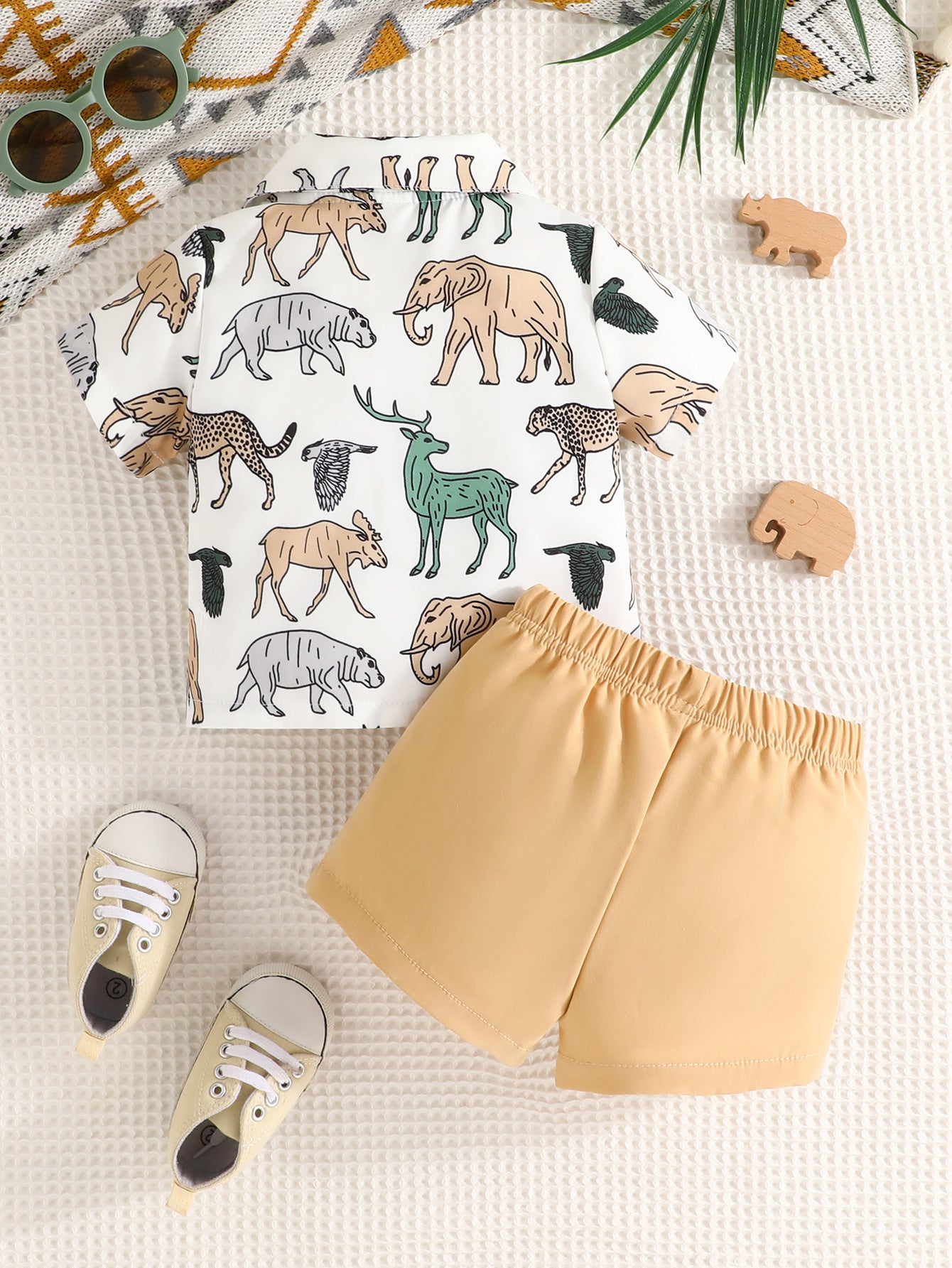 White Boys Printed Shirt with Shorts