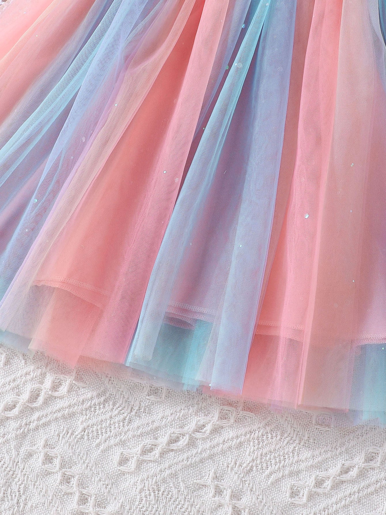 Pink Girls Colourblocked Flutter Sleeves Gathered Detail Fit & Flare Dress