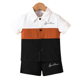 Boys Colourblocked Pure Cotton T-shirt with Shorts