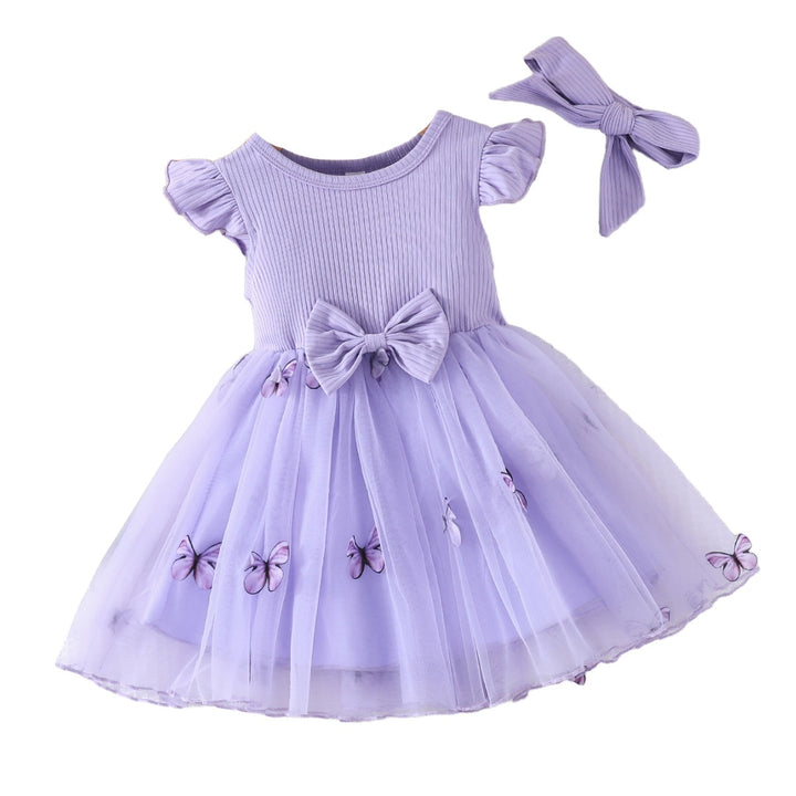 Flutter Sleeve Applique Fit & Flare Dress
