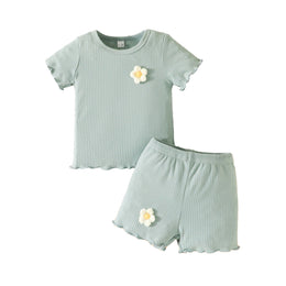 Green Girls Top With Shorts