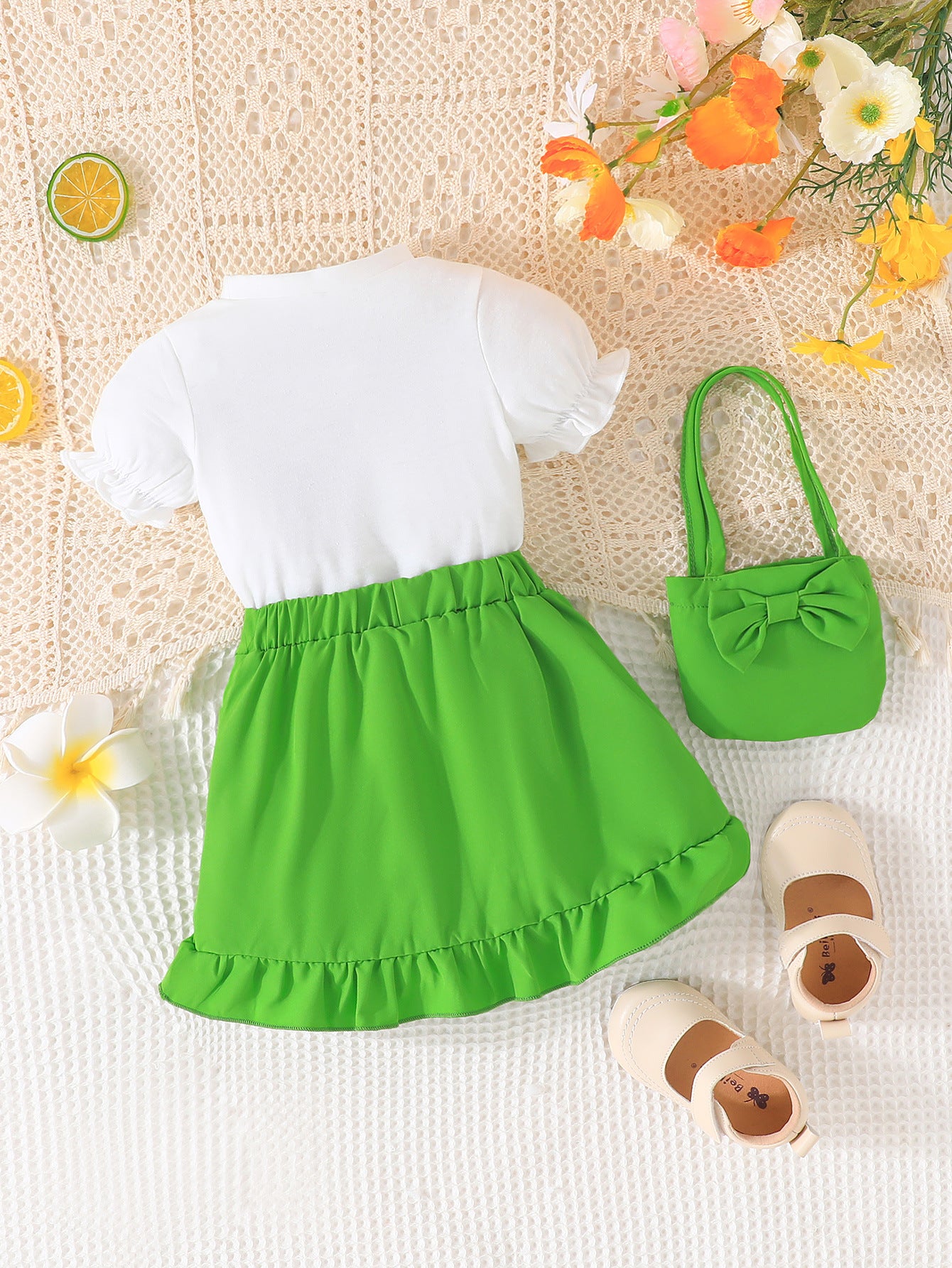 Girls Printed T-shirt with Skirt