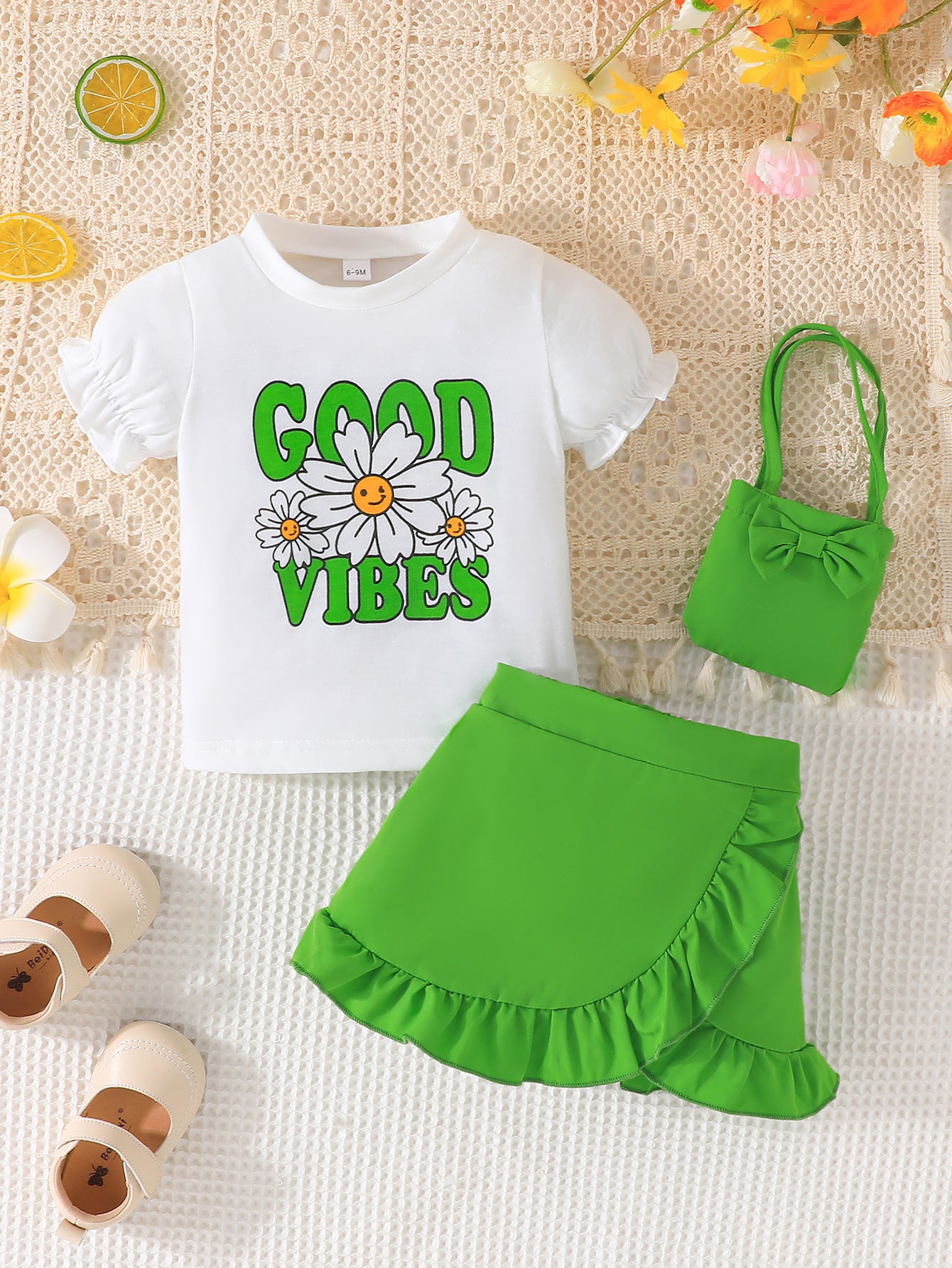 Girls Printed T-shirt with Skirt