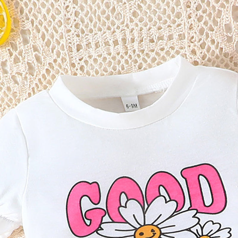 Girls Printed T-shirt with Skirt And Bag